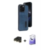 MARSİLYAN™- iPhone 14 Pro Max Kılıf Yörünge Işık Serisi - Siyah Bilvis 5in1 5D Magic Hayalet Cam Ekran Koruyucu + Raze Metal Kamera Lens - GD