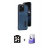 MARSİLYAN™- iPhone 14 Pro Max Kılıf Yörünge Işık Serisi - Siyah Bilvis 5in1 5D Magic Hayalet Cam Ekran Koruyucu + PVD Metal Kamera Lens - TU