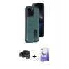 MARSİLYAN™- iPhone 14 Pro Max Kılıf Yörünge Işık Serisi - Siyah Bilvis 5in1 5D Magic Hayalet Cam Ekran Koruyucu + Raze Metal Kamera Lens - GS