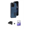 MARSİLYAN™- iPhone 14 Pro Max Kılıf Yörünge Işık Serisi - Siyah Bilvis 5in1 5D Magic Hayalet Cam Ekran Koruyucu + Raze Metal Kamera Lens - GS