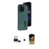 MARSİLYAN™- iPhone 14 Pro Max Kılıf Yörünge Işık Serisi - Siyah Buffer Cam Ekran Koruyucu + Bilvis Titan Kamera Lens - SH