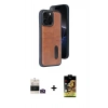 MARSİLYAN™- iPhone 14 Pro Max Kılıf Yörünge Işık Serisi - Siyah Buffer Cam Ekran Koruyucu + Bilvis Titan Kamera Lens - GD