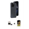 MARSİLYAN™- iPhone 14 Pro Max Kılıf Yörünge Işık Serisi - Siyah Buffer Cam Ekran Koruyucu + Gümüş Bilvis Titan Kamera Lens
