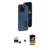 MARSİLYAN™- iPhone 14 Pro Max Kılıf Yörünge Işık Serisi - Siyah Buffer Cam Ekran Koruyucu + Gümüş Bilvis Titan Kamera Lens