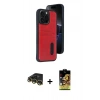 MARSİLYAN™- iPhone 14 Pro Max Kılıf Yörünge Işık Serisi - Siyah Buffer Cam Ekran Koruyucu + Raze Metal Kamera Lens - GD