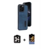 MARSİLYAN™- iPhone 14 Pro Max Kılıf Yörünge Işık Serisi - Siyah Buffer Hayalet Cam Ekran Koruyucu + PVD Metal Kamera Lens - TU