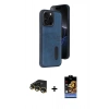 MARSİLYAN™- iPhone 14 Pro Max Kılıf Yörünge Işık Serisi - Siyah Buffer Hayalet Cam Ekran Koruyucu + Raze Metal Kamera Lens - GD