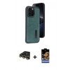 MARSİLYAN™- iPhone 14 Pro Max Kılıf Yörünge Işık Serisi - Siyah Buffer Hayalet Cam Ekran Koruyucu + Raze Metal Kamera Lens - GD