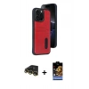 MARSİLYAN™- iPhone 14 Pro Max Kılıf Yörünge Işık Serisi - Siyah Buffer Hayalet Cam Ekran Koruyucu + Raze Metal Kamera Lens - GD