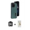 MARSİLYAN™- iPhone 14 Pro Max Kılıf Yörünge Işık Serisi - Siyah Mat Seramik Nano Ekran Koruyucu + PVD Metal Kamera Lens - TU