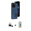 MARSİLYAN™- iPhone 14 Pro Max Kılıf Yörünge Işık Serisi - Siyah Polymer Nano Ekran Koruyucu + Bilvis Titan Kamera Lens - SH