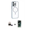 MARSİLYAN™- iPhone 14 Pro Max Kılıf Yörünge Klasik - Şeffaf 360 Full Body Arka Koruyucu + Bilvis Titan Kamera Lens - SH