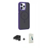MARSİLYAN™- iPhone 14 Pro Max Kılıf Yörünge Klasik - Şeffaf Pasifik Cam Ekran Koruyucu + Raze Metal Kamera Lens - GS