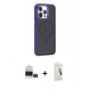 MARSİLYAN™- iPhone 14 Pro Max Kılıf Yörünge Klasik - Şeffaf Pasifik Cam Ekran Koruyucu + Bilvis Titan Kamera Lens - SH