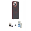MARSİLYAN™- iPhone 14 Pro Max Kılıf Yörünge Klasik - Şeffaf Royal Nano Ekran Koruyucu + Bilvis Titan Kamera Lens - GD