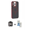 MARSİLYAN™- iPhone 14 Pro Max Kılıf Yörünge Klasik - Şeffaf Royal Nano Ekran Koruyucu + PVD Metal Kamera Lens - TU