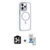 MARSİLYAN™- iPhone 14 Pro Max Kılıf Yörünge Klasik - Şeffaf Royal Nano Ekran Koruyucu + PVD Metal Kamera Lens - TU