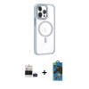 MARSİLYAN™- iPhone 14 Pro Max Kılıf Yörünge Klasik - Siyah 18D Cam Ekran Koruyucu + Bilvis Titan Kamera Lens - DNMR