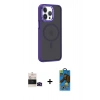 MARSİLYAN™- iPhone 14 Pro Max Kılıf Yörünge Klasik - Siyah 18D Cam Ekran Koruyucu + Bilvis Titan Kamera Lens - SH