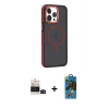 MARSİLYAN™- iPhone 14 Pro Max Kılıf Yörünge Klasik - Siyah 18D Cam Ekran Koruyucu + Bilvis Titan Kamera Lens - SH