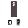 MARSİLYAN™- iPhone 14 Pro Max Kılıf Yörünge Klasik - Siyah 360 Mat Full Body Arka Koruyucu + PVD Metal Kamera Lens - TU