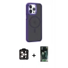 MARSİLYAN™- iPhone 14 Pro Max Kılıf Yörünge Klasik - Siyah 360 Mat Full Body Arka Koruyucu + PVD Metal Kamera Lens - TU