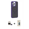 MARSİLYAN™- iPhone 14 Pro Max Kılıf Yörünge Klasik - Siyah 6D Mat Seramik Hayalet Nano Ekran Koruyucu + Bilvis Titan Kamera Lens - GS