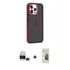 MARSİLYAN™- iPhone 14 Pro Max Kılıf Yörünge Klasik - Siyah 6D Mat Seramik Hayalet Nano Ekran Koruyucu + Bilvis Titan Kamera Lens - GS