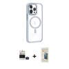 MARSİLYAN™- iPhone 14 Pro Max Kılıf Yörünge Klasik - Siyah 6D Mat Seramik Hayalet Nano Ekran Koruyucu + Derin Mor Bilvis Titan Kamera Lens