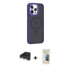 MARSİLYAN™- iPhone 14 Pro Max Kılıf Yörünge Klasik - Siyah 6D Mat Seramik Hayalet Nano Ekran Koruyucu + Raze Metal Kamera Lens - GS