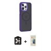 MARSİLYAN™- iPhone 14 Pro Max Kılıf Yörünge Klasik - Siyah 6D Mat Seramik Hayalet Nano Ekran Koruyucu + PVD Metal Kamera Lens - TU