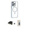 MARSİLYAN™- iPhone 14 Pro Max Kılıf Yörünge Klasik - Siyah 6D Mat Seramik Hayalet Nano Ekran Koruyucu + Raze Metal Kamera Lens - GD