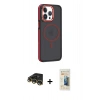 MARSİLYAN™- iPhone 14 Pro Max Kılıf Yörünge Klasik - Siyah 6D Mat Seramik Hayalet Nano Ekran Koruyucu + Raze Metal Kamera Lens - GD