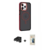 MARSİLYAN™- iPhone 14 Pro Max Kılıf Yörünge Klasik - Siyah 6D Mat Seramik Hayalet Nano Ekran Koruyucu + Raze Metal Kamera Lens - GS