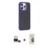 MARSİLYAN™- iPhone 14 Pro Max Kılıf Yörünge Klasik - Siyah 6D Mat Seramik Hayalet Nano Ekran Koruyucu + Siyah Bilvis Titan Kamera Lens