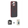 MARSİLYAN™- iPhone 14 Pro Max Kılıf Yörünge Klasik - Siyah 6D Mat Seramik Hayalet Nano Ekran Koruyucu + PVD Metal Kamera Lens - TU
