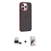 MARSİLYAN™- iPhone 14 Pro Max Kılıf Yörünge Klasik - Siyah Bilvis 3D Mat Cam Ekran Koruyucu + Bilvis Titan Kamera Lens - GD