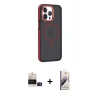MARSİLYAN™- iPhone 14 Pro Max Kılıf Yörünge Klasik - Siyah Bilvis 3D Mat Cam Ekran Koruyucu + Bilvis Titan Kamera Lens - SH