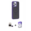 MARSİLYAN™- iPhone 14 Pro Max Kılıf Yörünge Klasik - Siyah Bilvis 5in1 3D Magic Cam Ekran Koruyucu + Bilvis Titan Kamera Lens - DNMR