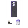 MARSİLYAN™- iPhone 14 Pro Max Kılıf Yörünge Klasik - Siyah Bilvis 5in1 3D Magic Cam Ekran Koruyucu + Bilvis Titan Kamera Lens - GS