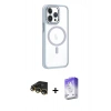 MARSİLYAN™- iPhone 14 Pro Max Kılıf Yörünge Klasik - Siyah Bilvis 5in1 3D Magic Cam Ekran Koruyucu + Gold Raze Metal Kamera Lens