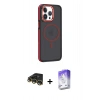 MARSİLYAN™- iPhone 14 Pro Max Kılıf Yörünge Klasik - Siyah Bilvis 5in1 3D Magic Cam Ekran Koruyucu + Gold Raze Metal Kamera Lens