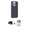 MARSİLYAN™- iPhone 14 Pro Max Kılıf Yörünge Klasik - Siyah Bilvis 5in1 3D Magic Cam Ekran Koruyucu + Gold Raze Metal Kamera Lens