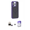 MARSİLYAN™- iPhone 14 Pro Max Kılıf Yörünge Klasik - Siyah Bilvis 5in1 3D Magic Cam Ekran Koruyucu + Gold Bilvis Titan Kamera Lens
