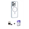 MARSİLYAN™- iPhone 14 Pro Max Kılıf Yörünge Klasik - Siyah Bilvis 5in1 3D Magic Cam Ekran Koruyucu + Gold Bilvis Titan Kamera Lens