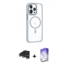 MARSİLYAN™- iPhone 14 Pro Max Kılıf Yörünge Klasik - Siyah Bilvis 5in1 3D Magic Cam Ekran Koruyucu + Raze Metal Kamera Lens - GS