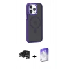 MARSİLYAN™- iPhone 14 Pro Max Kılıf Yörünge Klasik - Siyah Bilvis 5in1 3D Magic Cam Ekran Koruyucu + Raze Metal Kamera Lens - GS