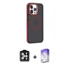 MARSİLYAN™- iPhone 14 Pro Max Kılıf Yörünge Klasik - Siyah Bilvis 5in1 3D Magic Cam Ekran Koruyucu + PVD Metal Kamera Lens - TU