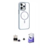 MARSİLYAN™- iPhone 14 Pro Max Kılıf Yörünge Klasik - Siyah Bilvis 5in1 5D Magic Hayalet Cam Ekran Koruyucu + Bilvis Titan Kamera Lens - GS