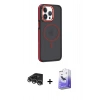 MARSİLYAN™- iPhone 14 Pro Max Kılıf Yörünge Klasik - Siyah Bilvis 5in1 5D Magic Hayalet Cam Ekran Koruyucu + Raze Metal Kamera Lens - GS